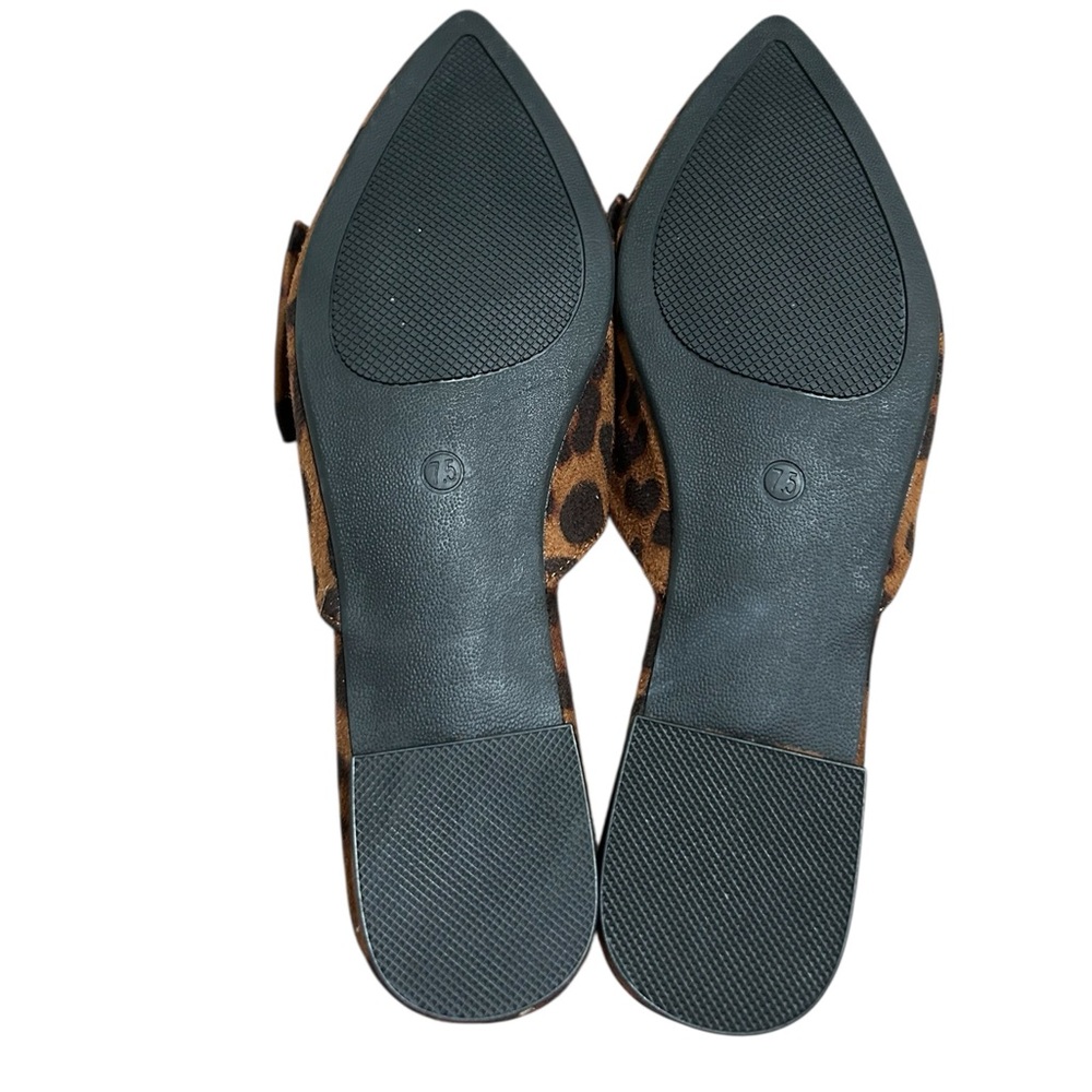 Leopard Pointed Bow Slip On Mules - Picture 4 of 6